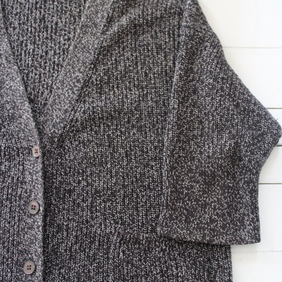 GAP Black and White Marled Three-Quarter Sleeve Long Knit Button Up Cardigan - Picture 1 of 7